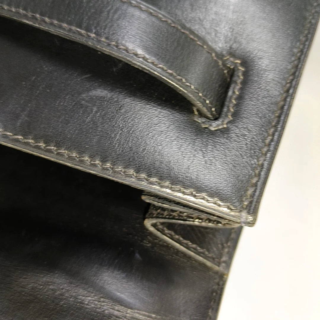 Hermès Kelly Sellier 32 Box Leather Preta com Ferragens Douradas