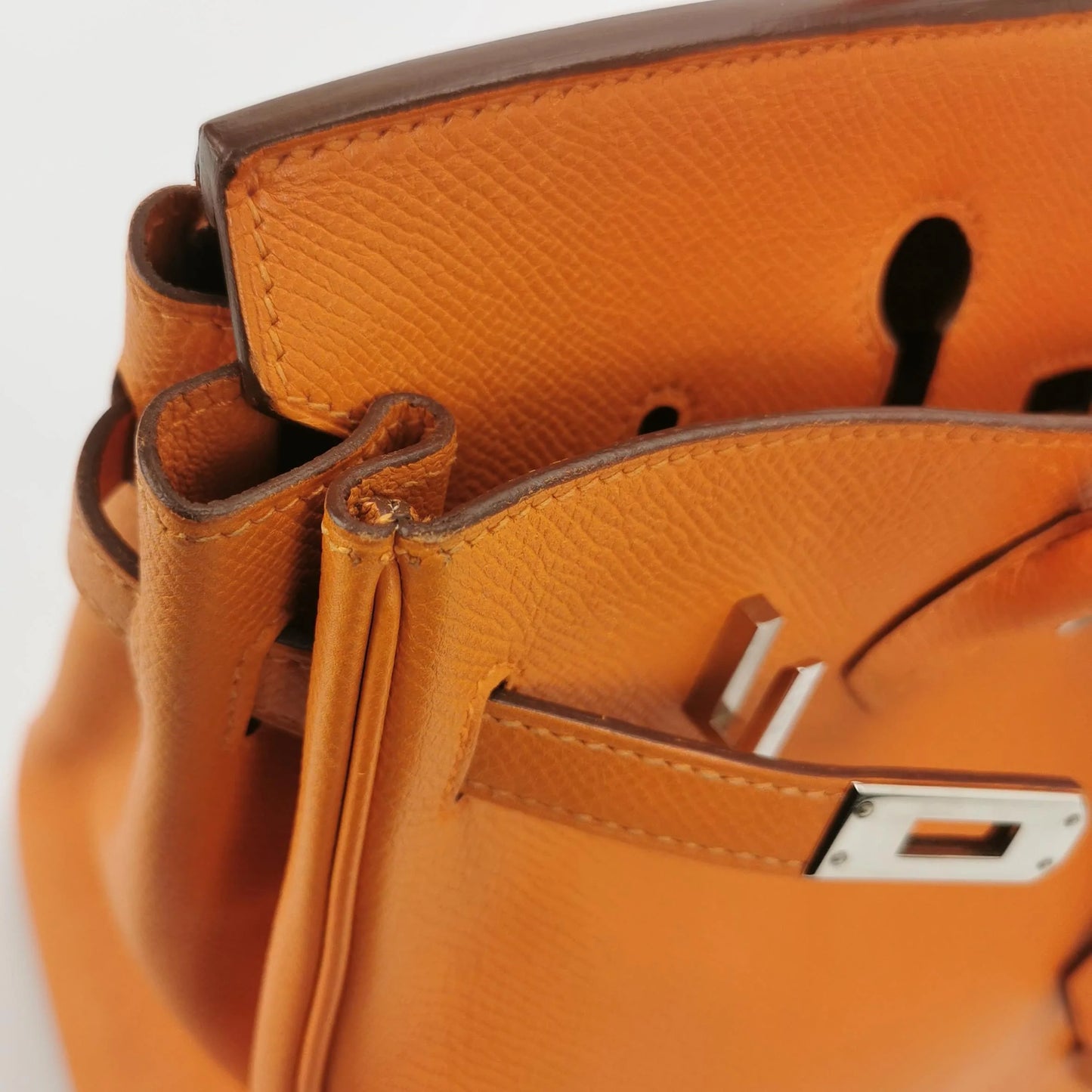 Hermès Birkin 25 Couro Epsom Orange H 93 com Ferragens Paládio Iconic Mini