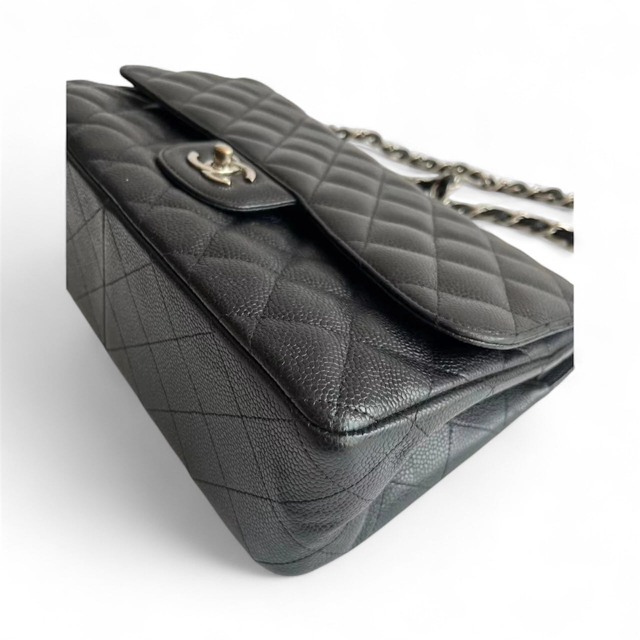 Bolsa Chanel Classic Flap Jumbo – Couro Caviar Preto