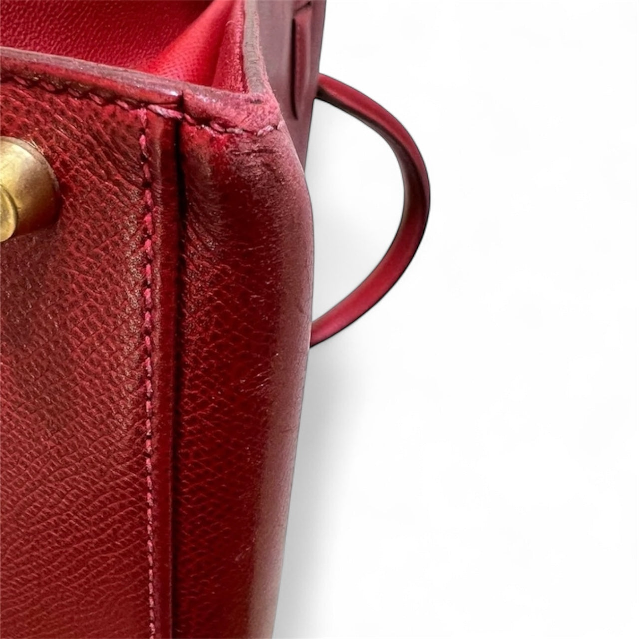 Hermès Kelly Sellier 32 Courchevel Rouge Vif com Ferragens Douradas