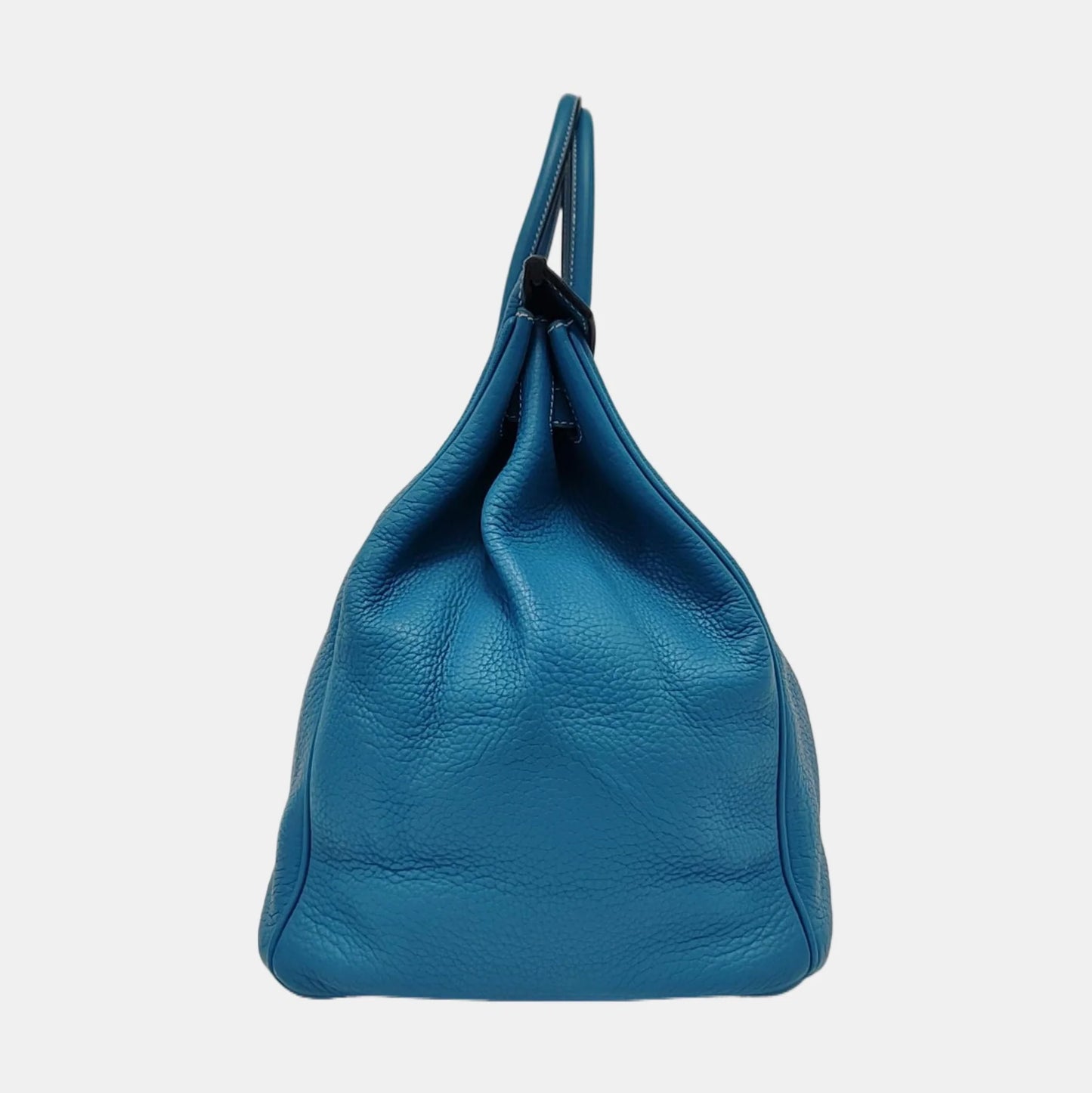 Hermès Birkin 40 Couro Clemence Blue Jeans com Ferragens Paládio