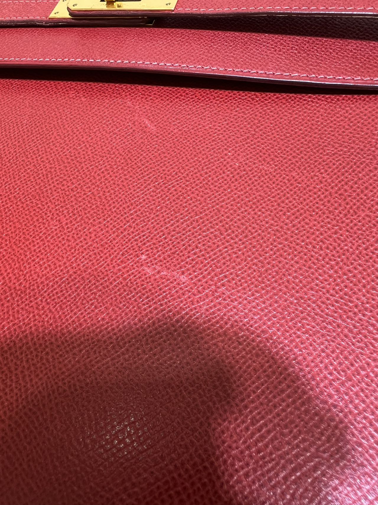 Hermès Kelly Sellier 32 Courchevel Rouge Vif com Ferragens Douradas