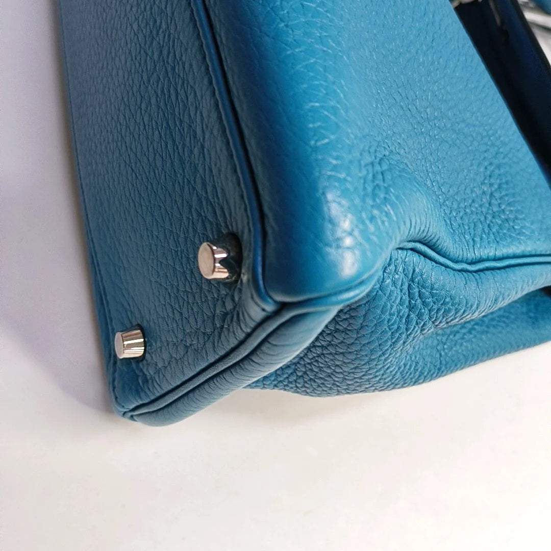 Hermès Kelly Retourne 32 Clemence B3 Bleu Zanzibar com Ferragens Paládio