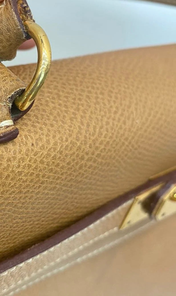 Hermès Kelly 32 Sellier Vintage Gold Epsom Leather Gold Hardware With Strap