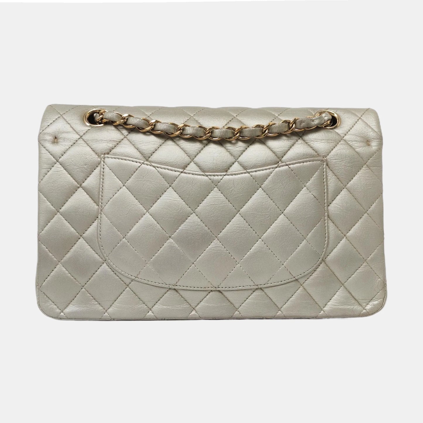 Bolsa Chanel Classic Flap Média – Couro Dourado com Ferragens Douradas (2011)