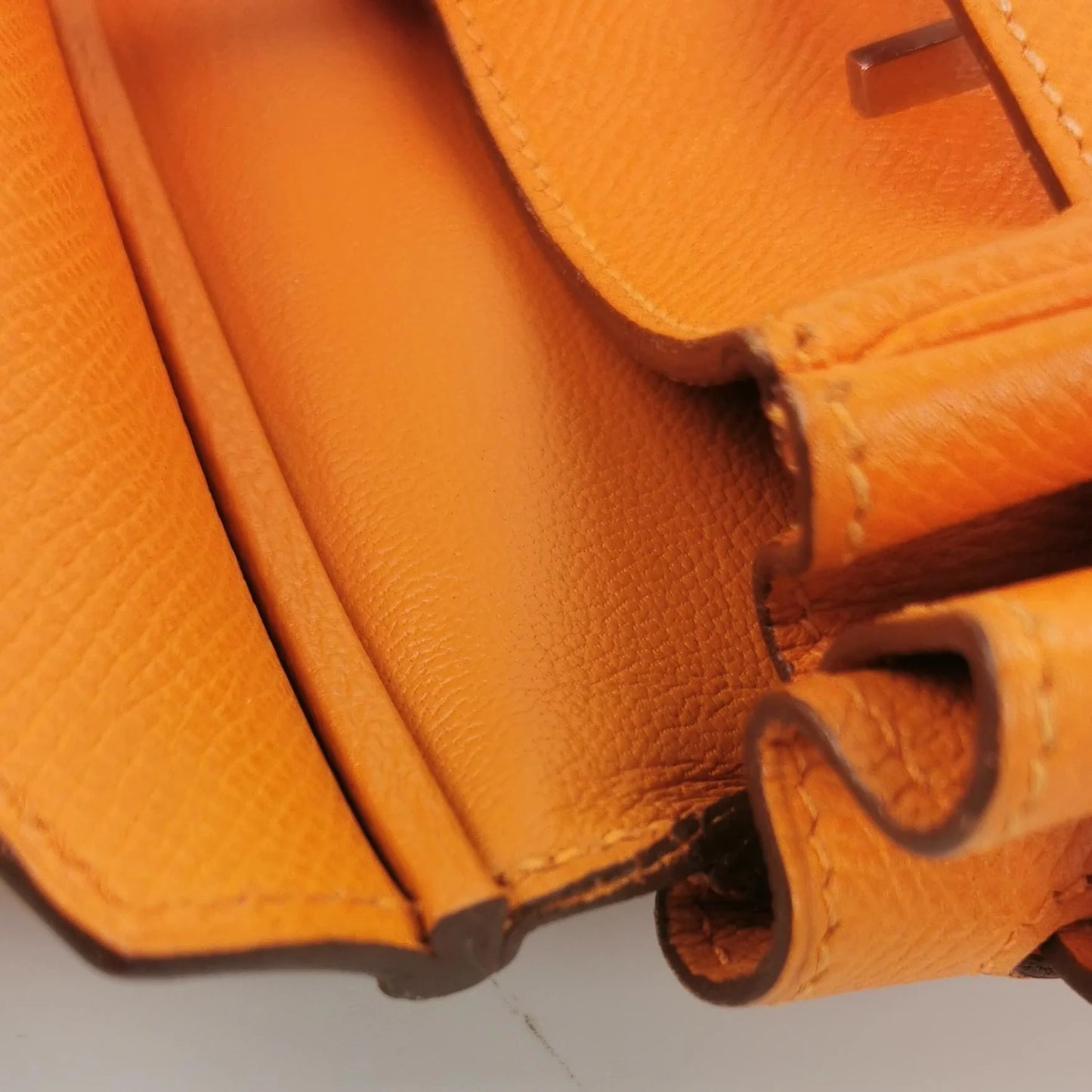Hermès Birkin 25 Couro Epsom Orange H 93 com Ferragens Paládio Iconic Mini