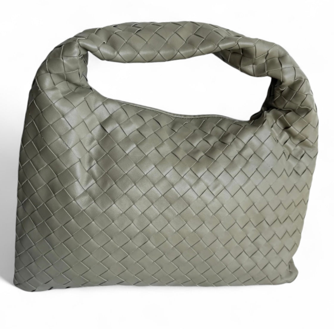 Bottega Veneta Hop Hobo Pequena em Couro Intrecciato Verde Travertine
