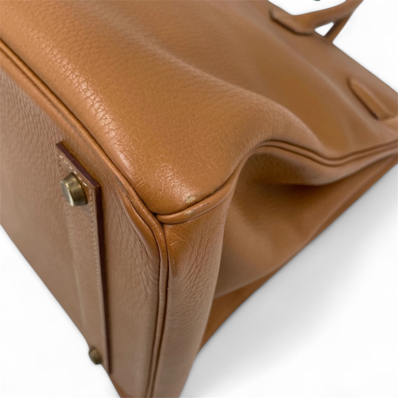 Hermès Birkin 40 Couro Clemence Gold com Ferragens Douradas