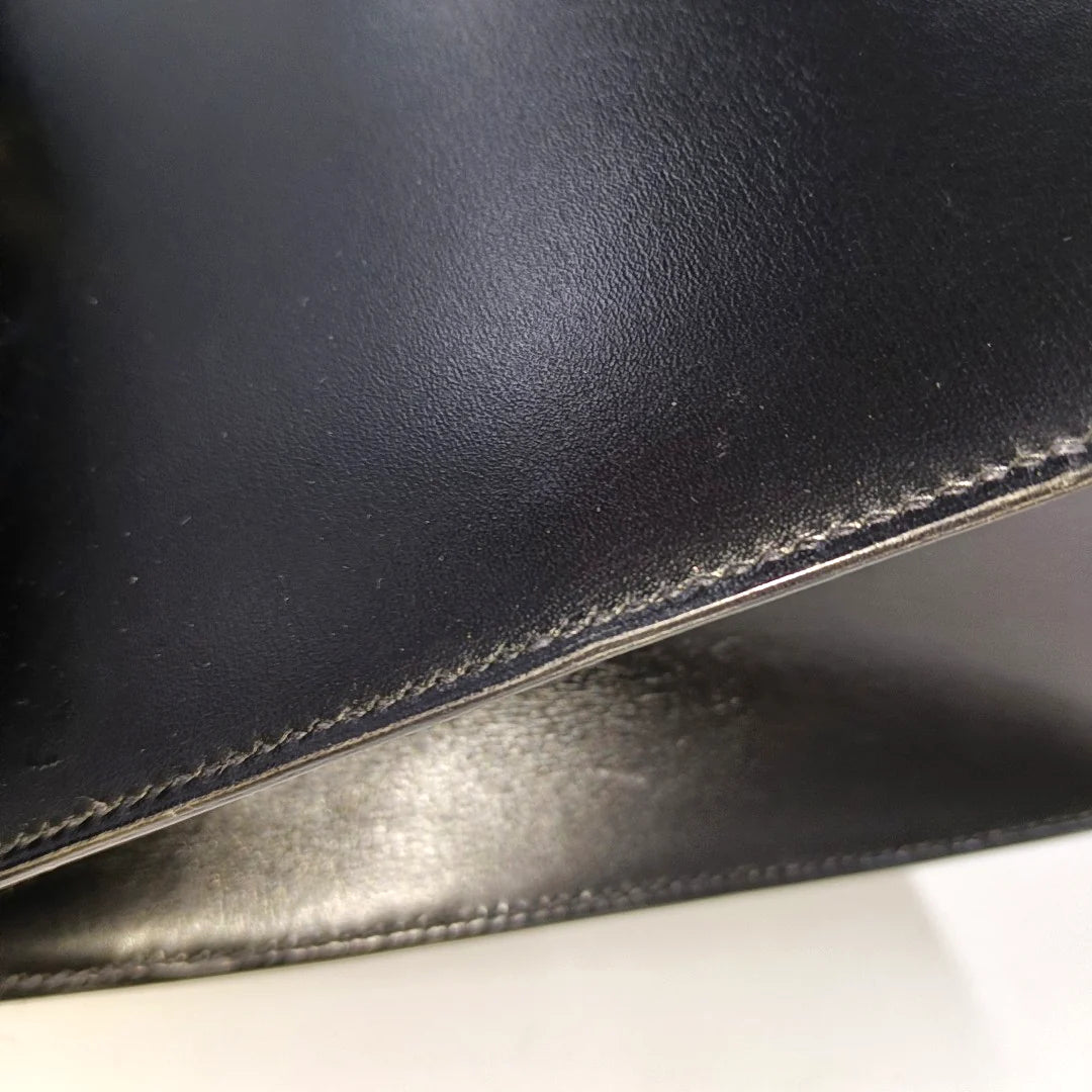 Hermès Kelly Sellier 32 Box Leather Preta com Ferragens Douradas