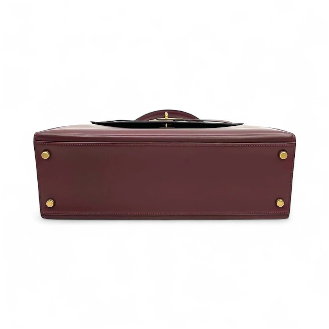 Hermès Kelly 32 Sellier Burgundy Box Leather Gold Hardware
