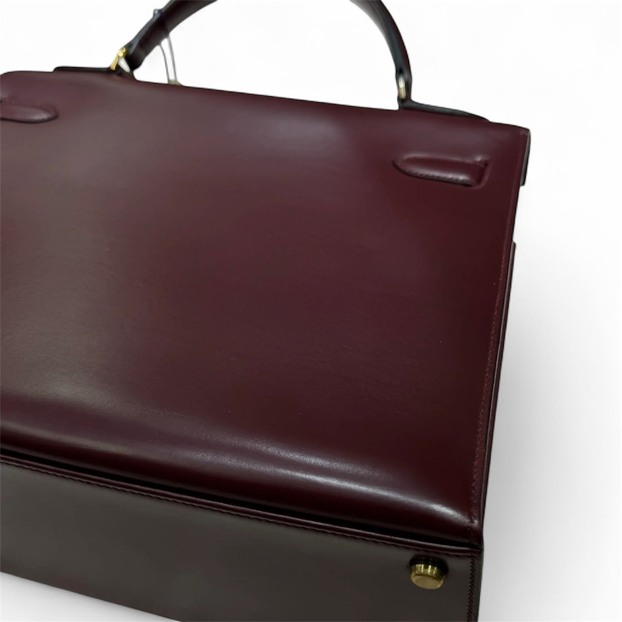 Hermès Kelly 32 Sellier Burgundy Box Leather Gold Hardware