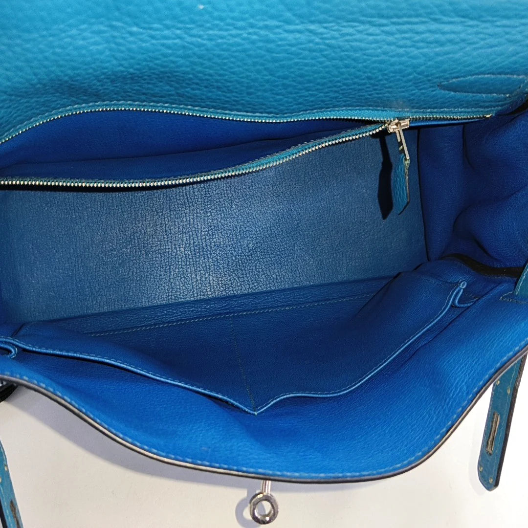 Hermès Kelly Retourne 32 Clemence B3 Bleu Zanzibar com Ferragens Paládio