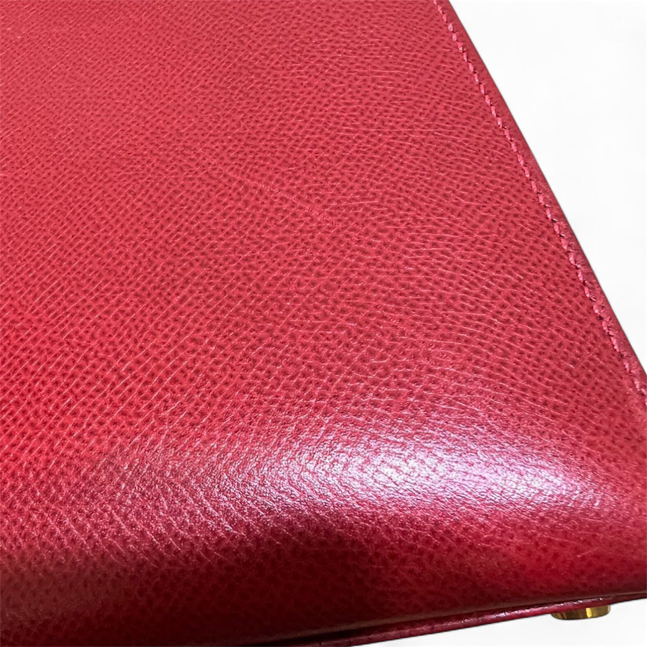 Hermès Kelly Sellier 32 Courchevel Rouge Vif com Ferragens Douradas