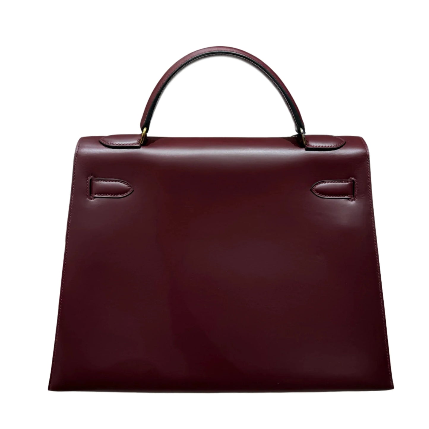 Hermès Kelly 32 Sellier Burgundy Box Leather Gold Hardware
