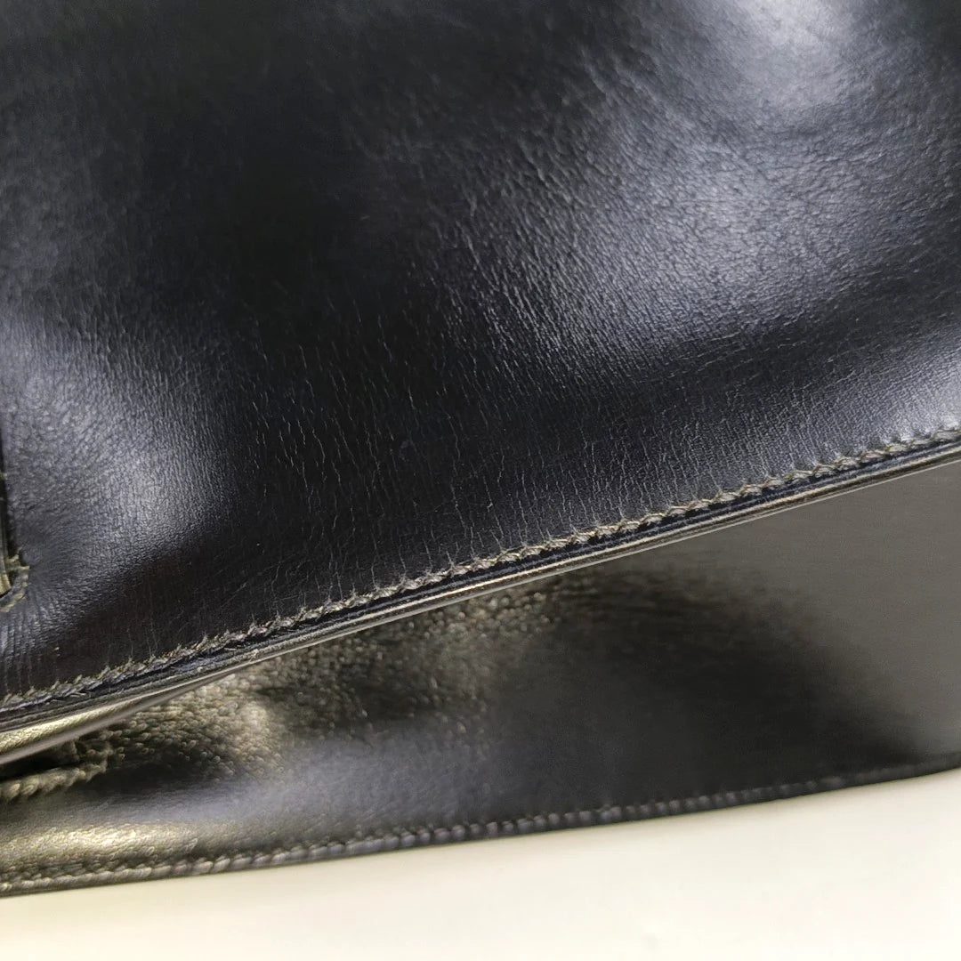 Hermès Kelly Sellier 32 Box Leather Preta com Ferragens Douradas