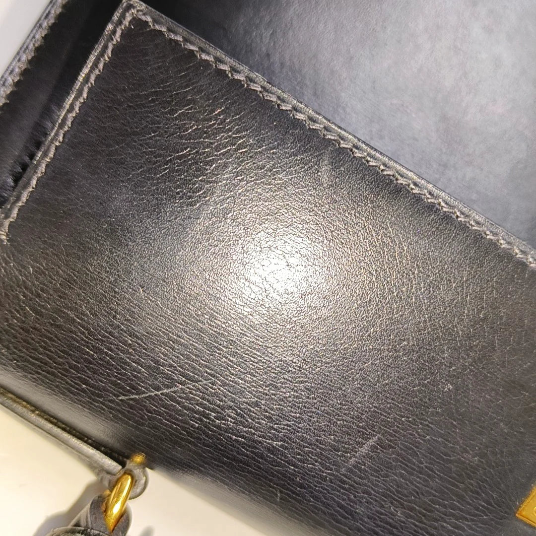 Hermès Kelly Sellier 32 Box Leather Preta com Ferragens Douradas