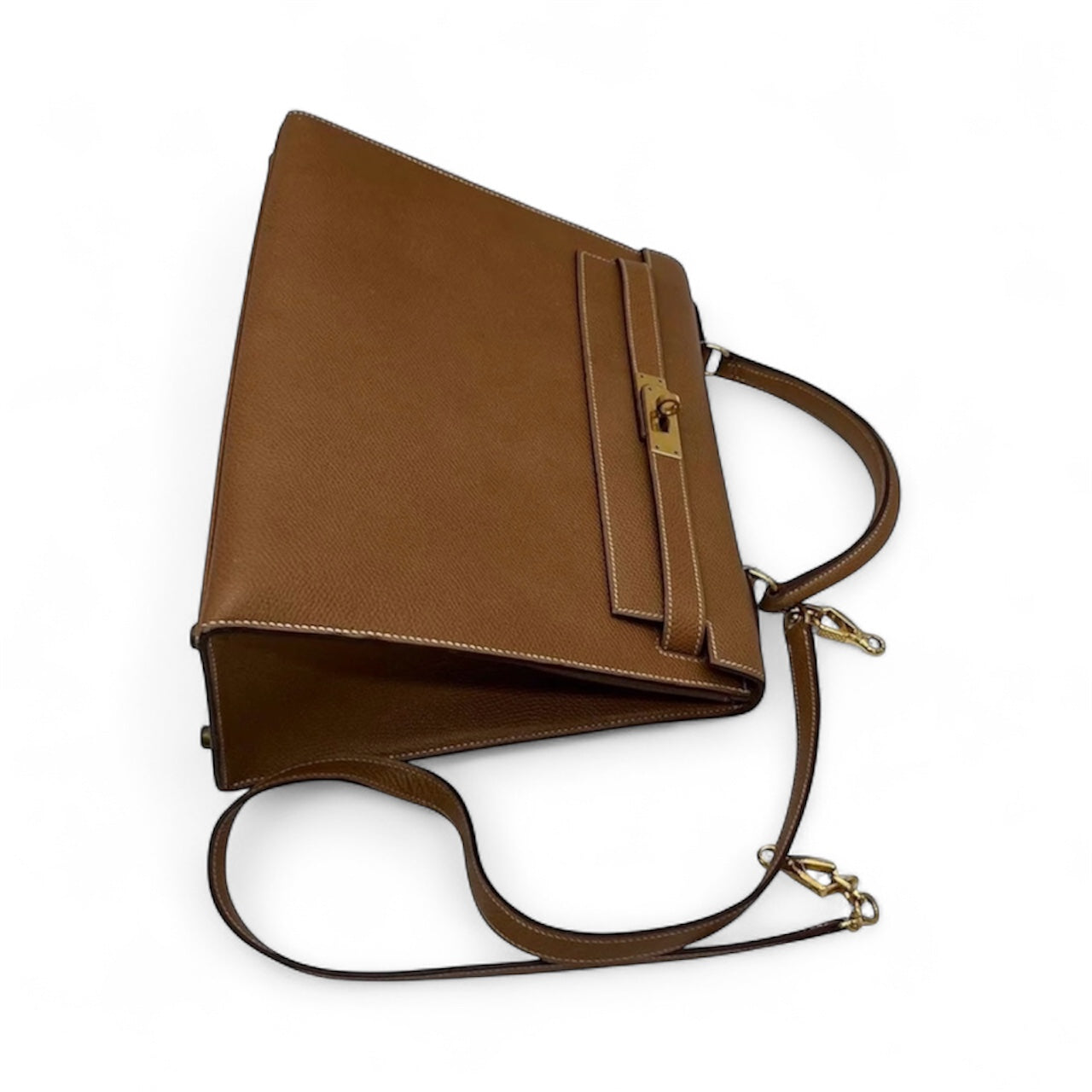 Hermès Kelly 32 Sellier Vintage Gold Epsom Leather Gold Hardware With Strap