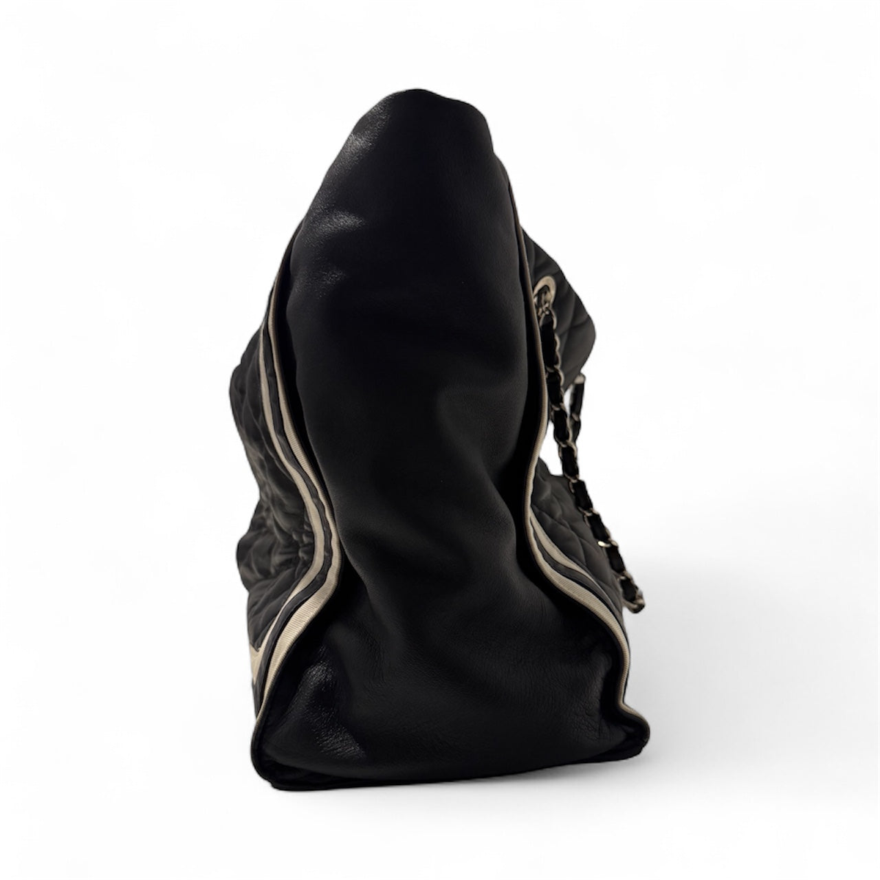 Bolsa Chanel CC Shopping Tote Navy com Listras Brancas