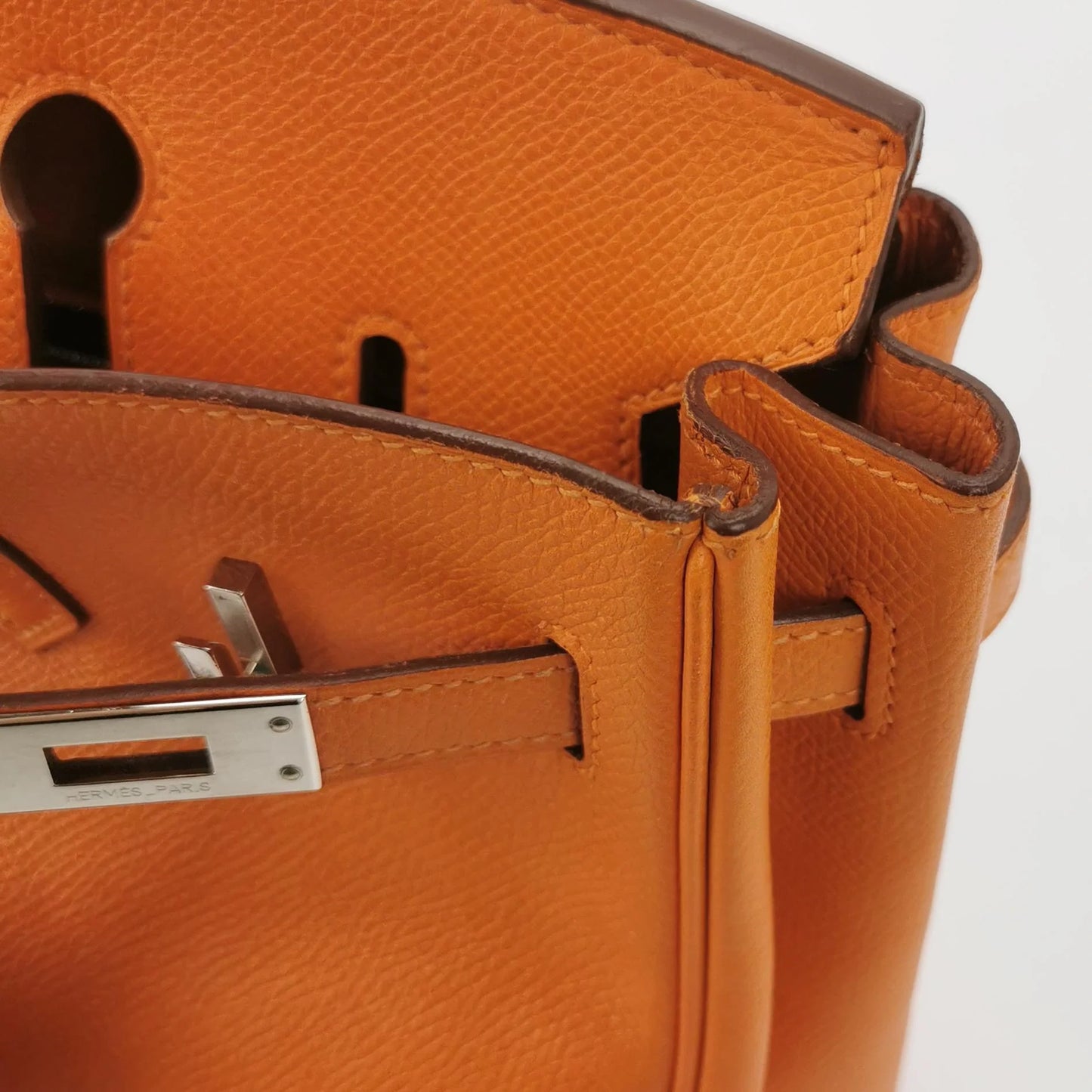 Hermès Birkin 25 Couro Epsom Orange H 93 com Ferragens Paládio Iconic Mini
