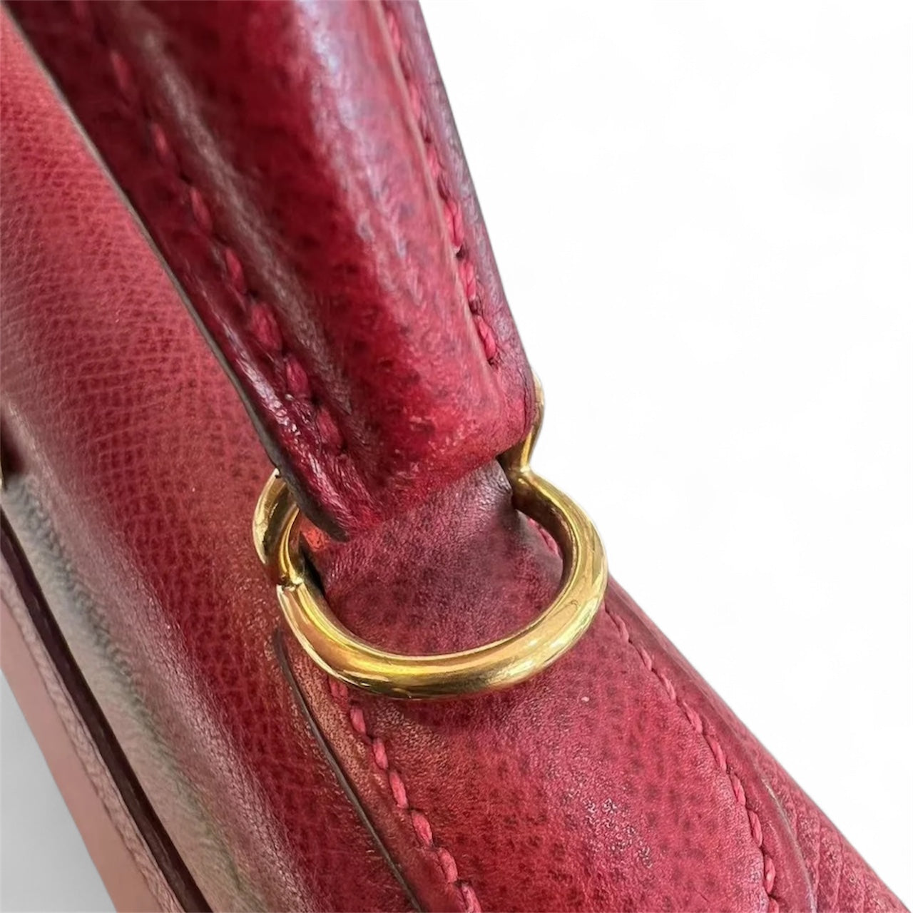 Hermès Kelly Sellier 32 Courchevel Rouge Vif com Ferragens Douradas