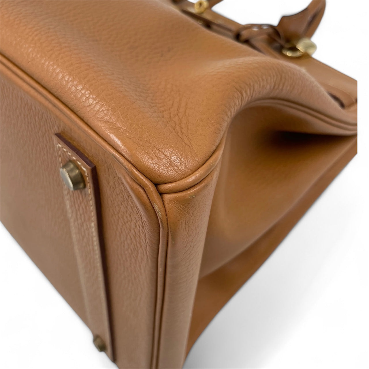 Hermès Birkin 40 Couro Clemence Gold com Ferragens Douradas