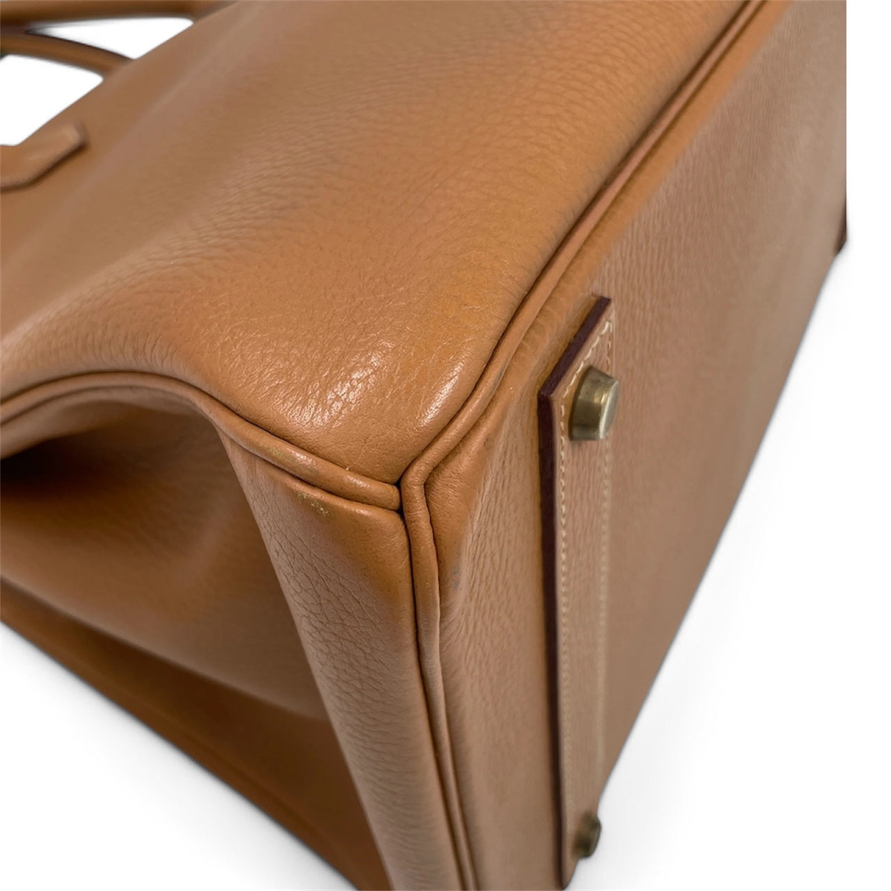 Hermès Birkin 40 Couro Clemence Gold com Ferragens Douradas