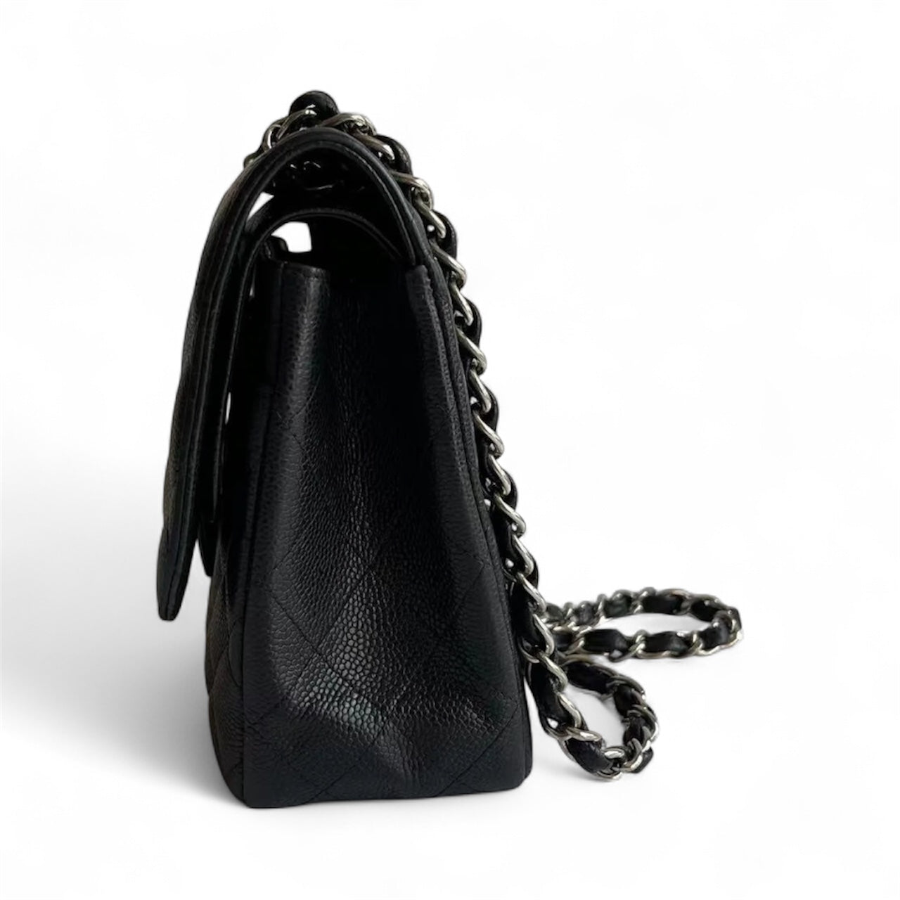 Bolsa Chanel Classic Flap Jumbo – Couro Caviar Preto
