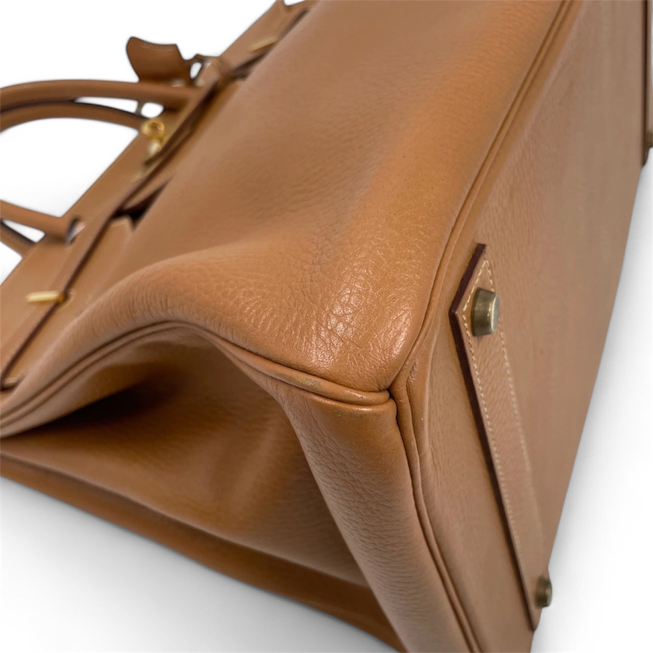 Hermès Birkin 40 Couro Clemence Gold com Ferragens Douradas
