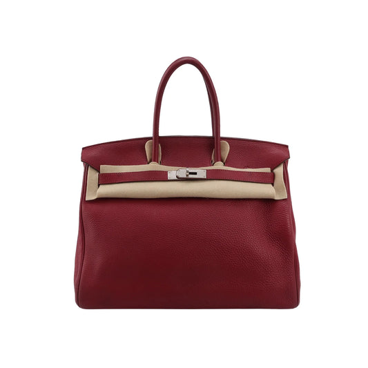 Hermès Birkin 35 Couro Togo B5 Rubis com Ferragens Paládio