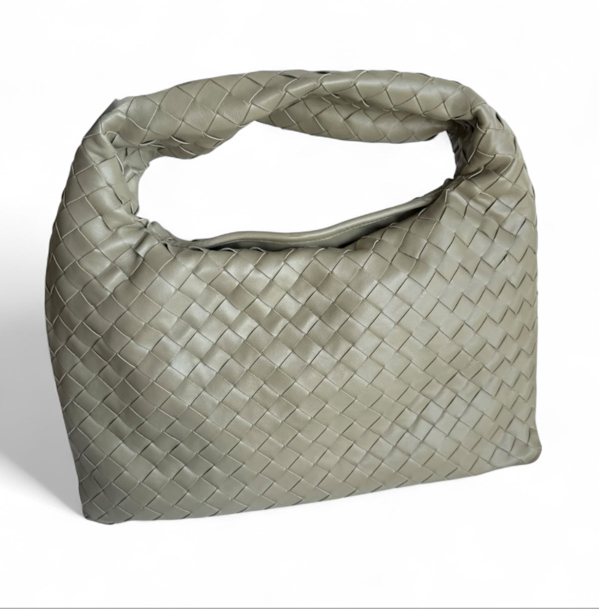 Bottega Veneta Hop Hobo Pequena em Couro Intrecciato Verde Travertine