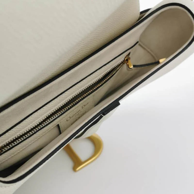 Bolsa Dior Saddle Média – Couro Branco