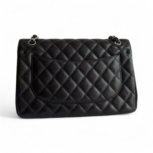 Bolsa Chanel Classic Flap Jumbo – Couro Caviar Preto
