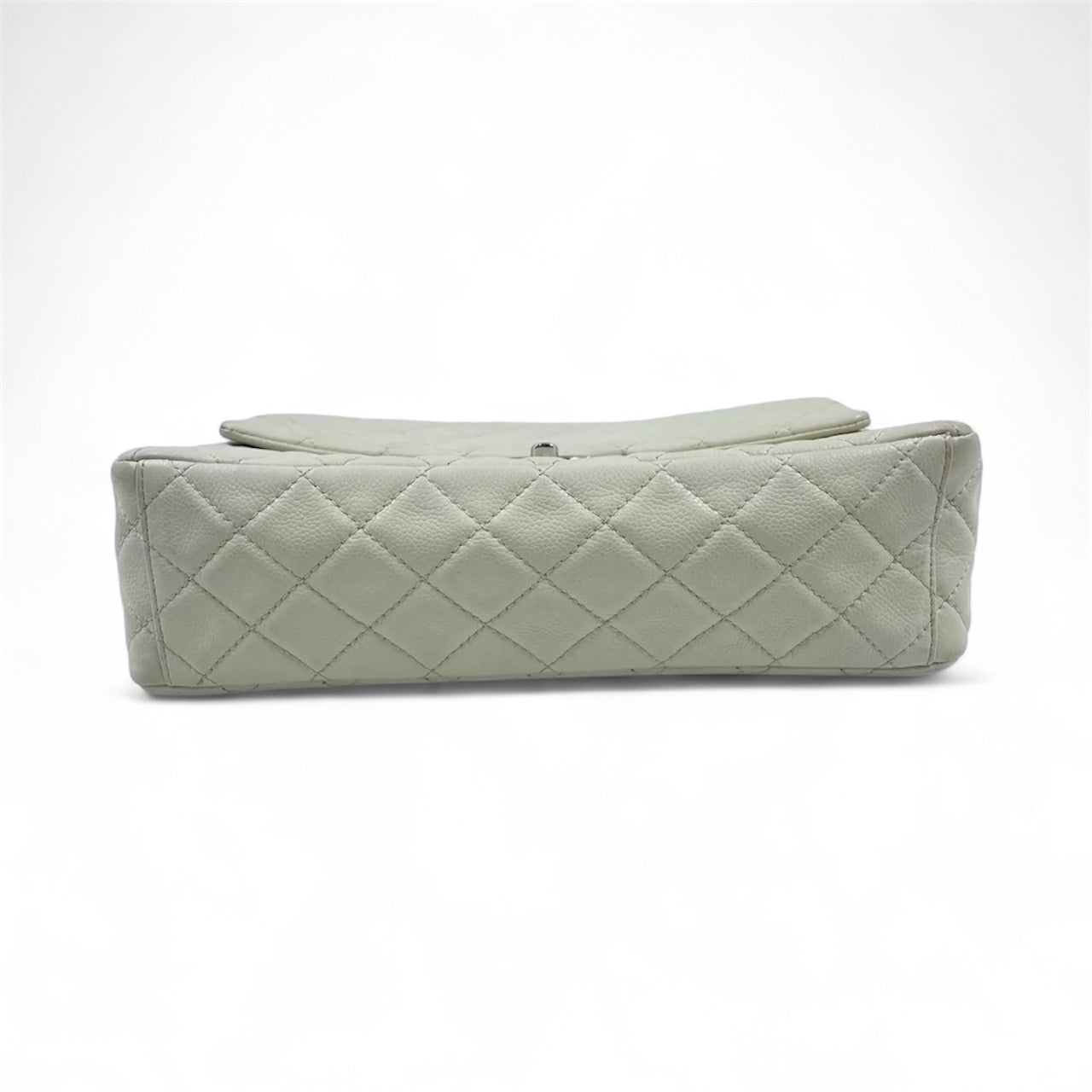 Bolsa Chanel Classic Flap Maxi Milk White Caviar Leather Silver Hardware
