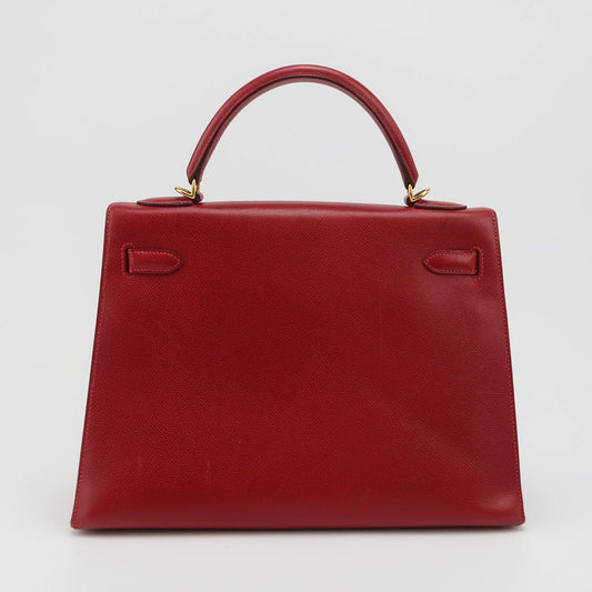 Hermès Kelly Sellier 32 Courchevel Rouge Vif com Ferragens Douradas