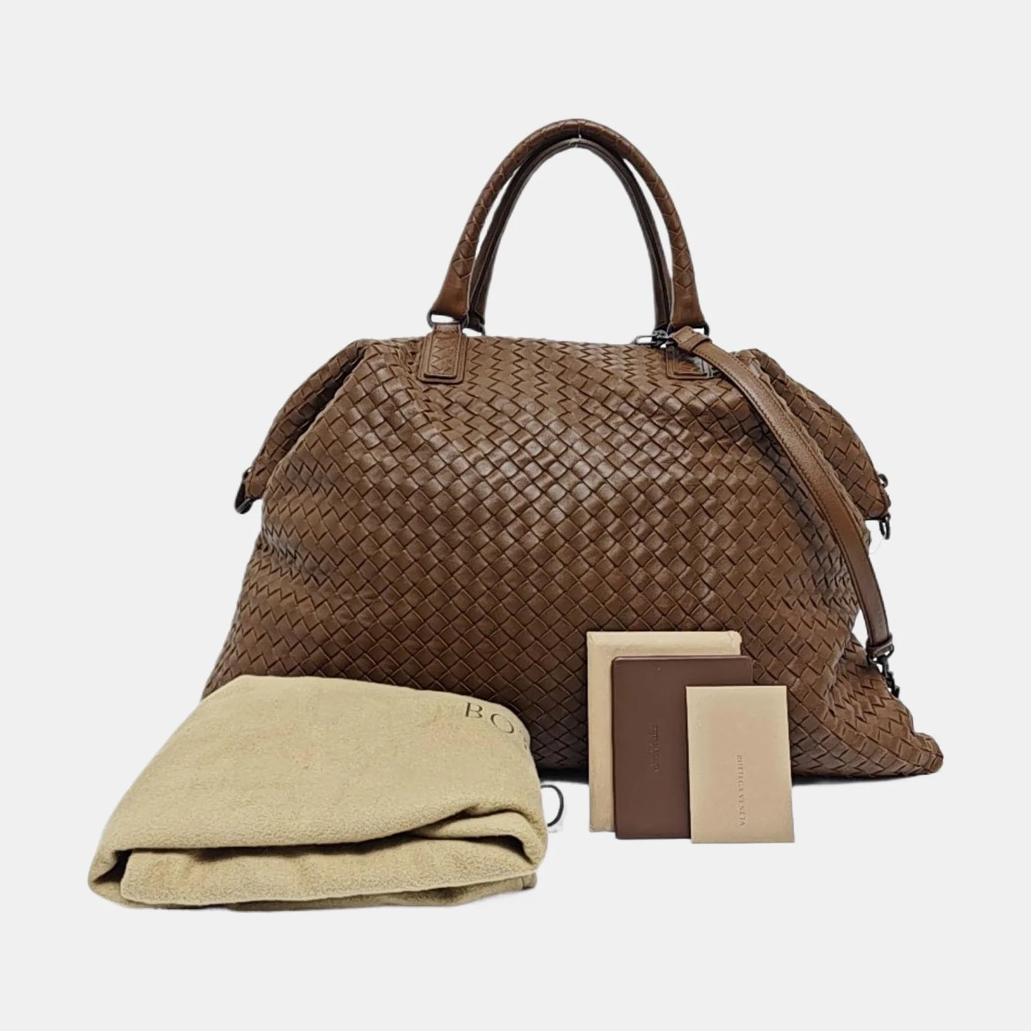 Bolsa Bottega Veneta Maxi Convertible Tote-Couro Marrom Chocolate