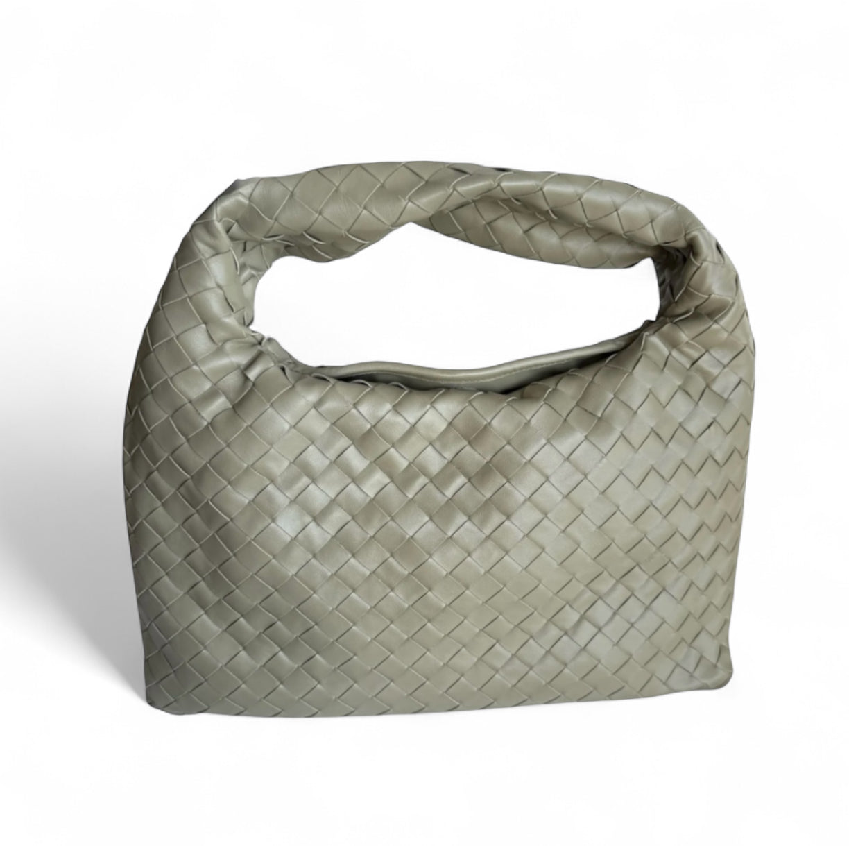 Bottega Veneta Hop Hobo Pequena em Couro Intrecciato Verde Travertine