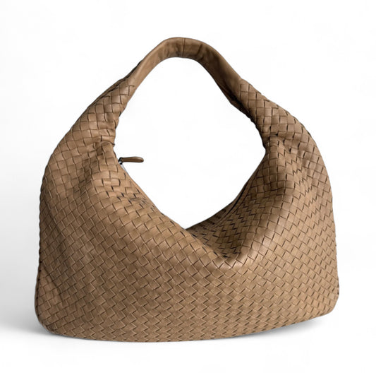 Bottega  Veneta Hobo Light Camel Brown Intrecciato Leather Bag