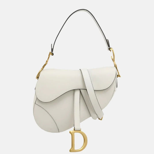 Bolsa Dior Saddle Média – Couro Branco
