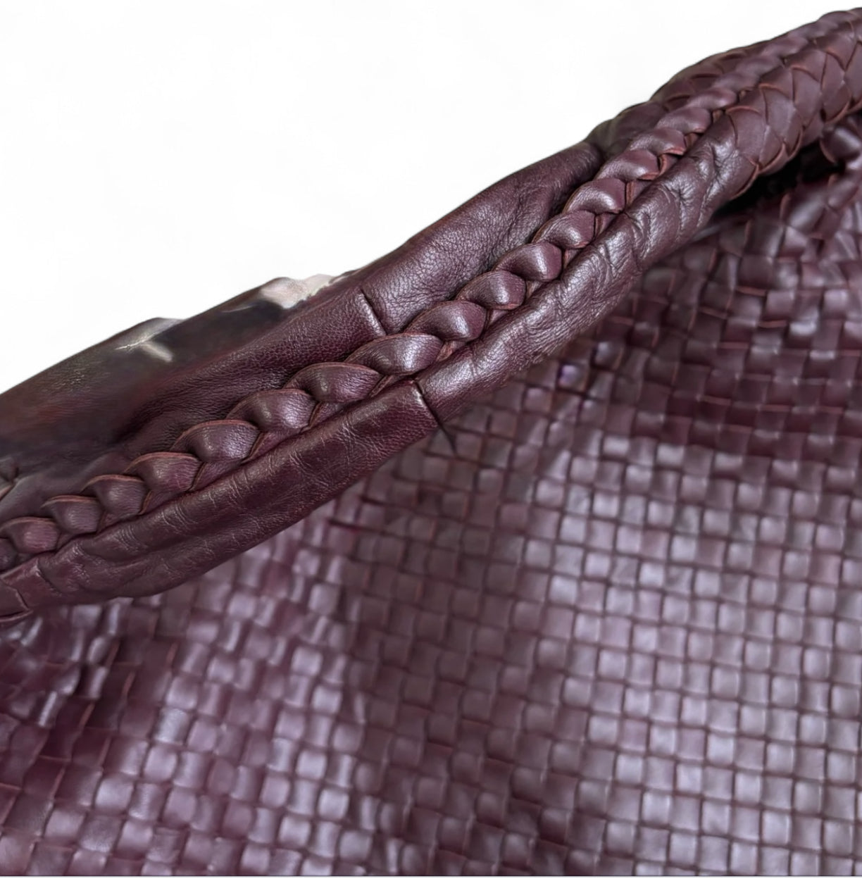 Bolsa Bottega Veneta Veneta Hobo-Couro Burgundy (Vinho) Intrecciato