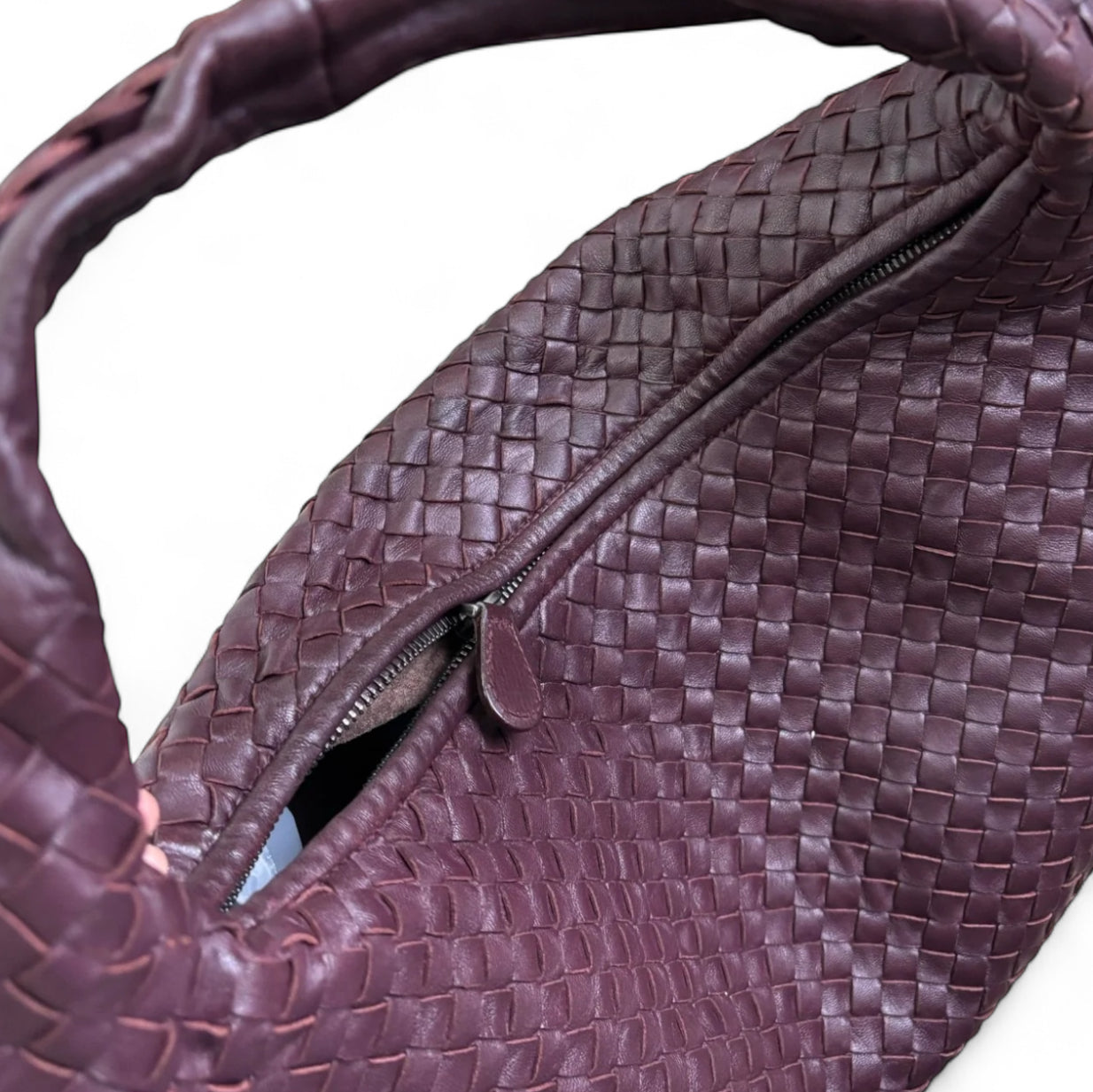 Bolsa Bottega Veneta Veneta Hobo-Couro Burgundy (Vinho) Intrecciato