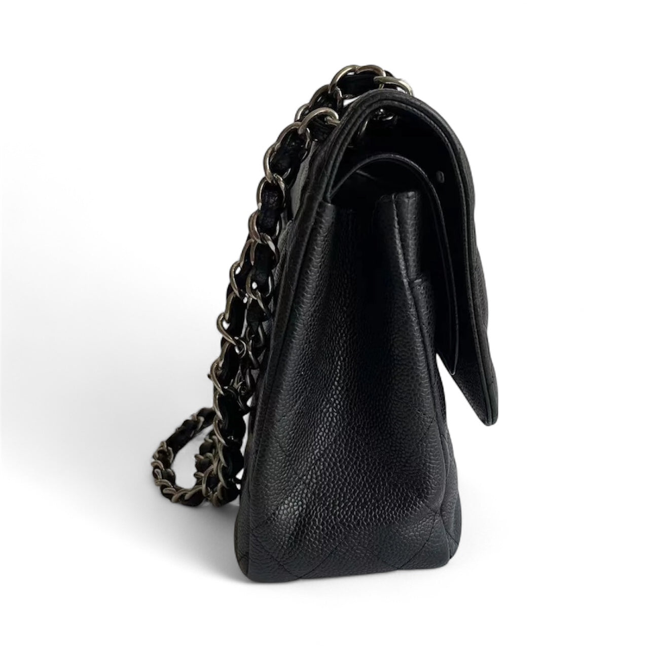 Bolsa Chanel Classic Flap Jumbo – Couro Caviar Preto