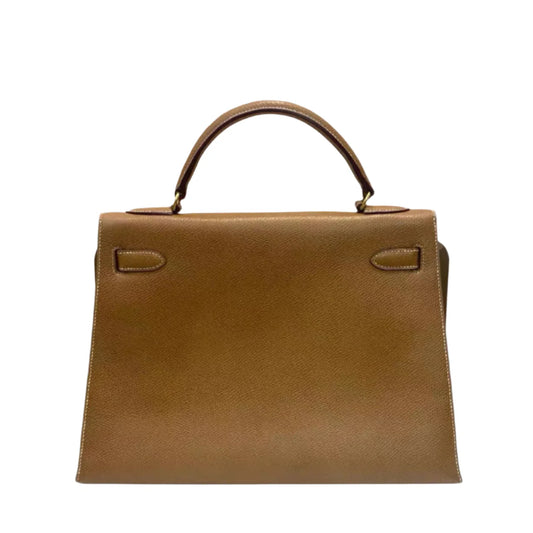Hermès Kelly 32 Sellier Vintage Gold Epsom Leather Gold Hardware With Strap