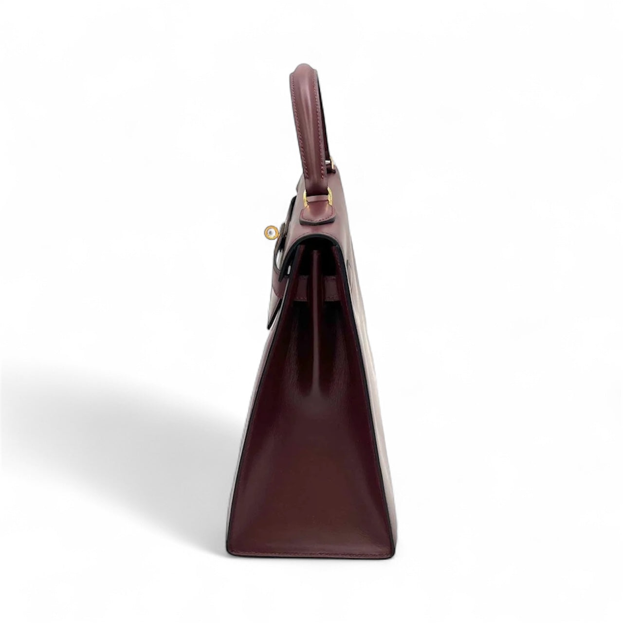 Hermès Kelly 32 Sellier Burgundy Box Leather Gold Hardware