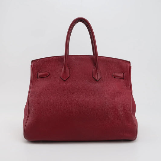 Hermès Birkin 35 Couro Togo B5 Rubis com Ferragens Paládio