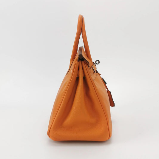 Hermès Birkin 25 Couro Epsom Orange H 93 com Ferragens Paládio Iconic Mini